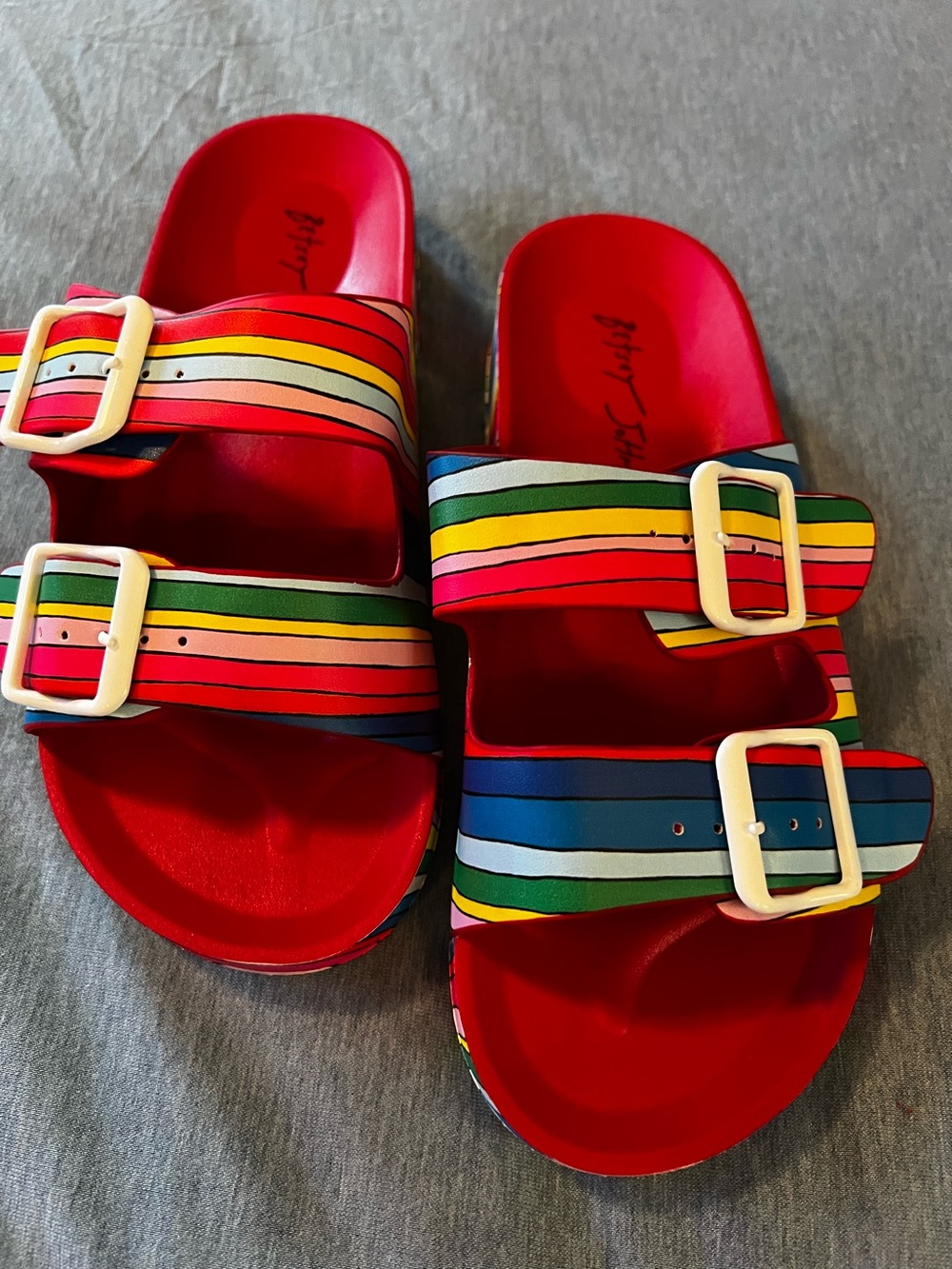 Betsey Johnson “Marley” double-strap slide sandals